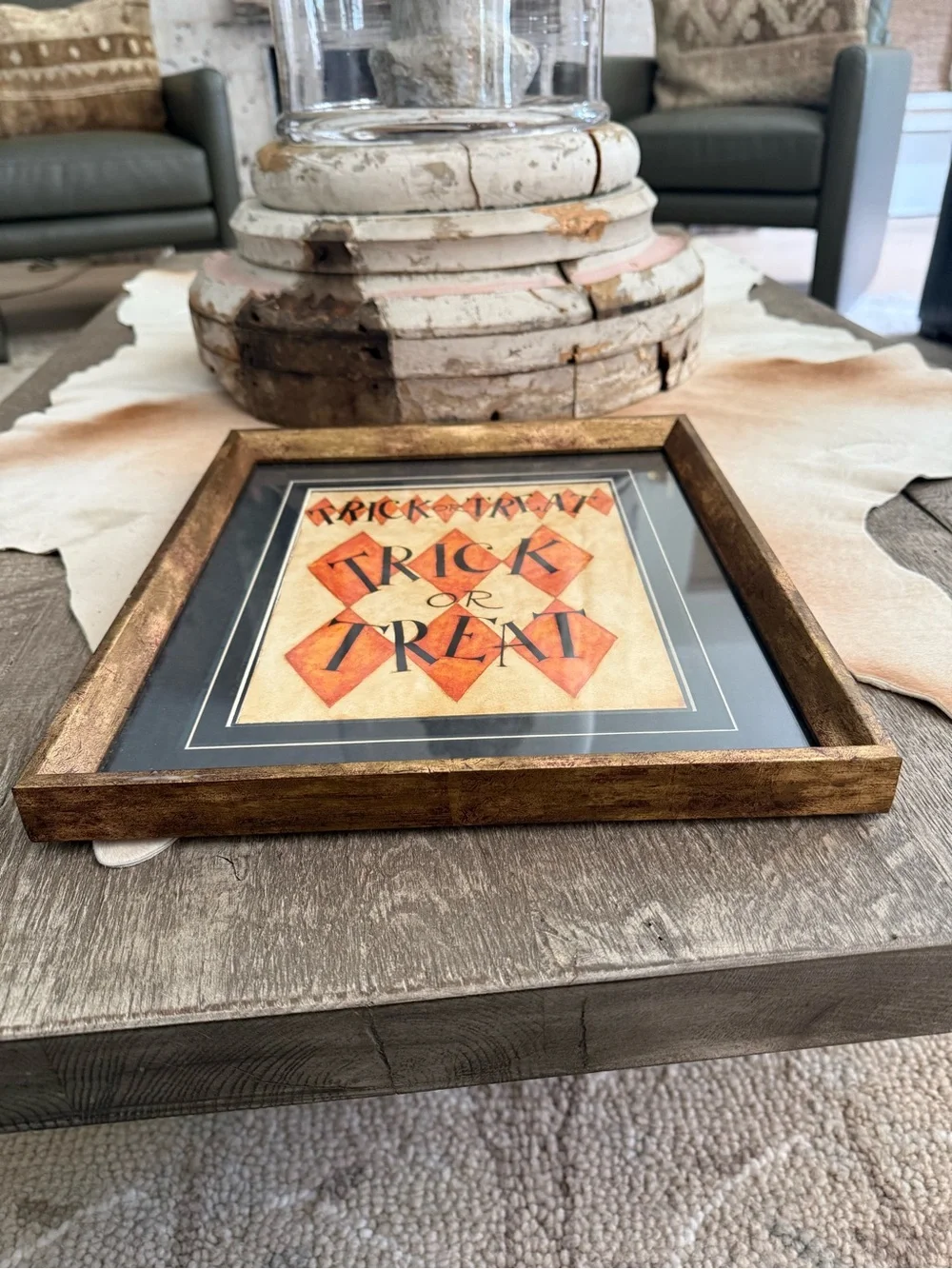 Trick or Treat Framed Wall Art - Orange Halloween Print